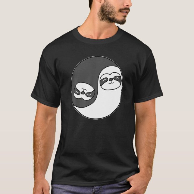 Yin and Yang Sloth Predator Meditation Acro Hatha  T-Shirt (Front)
