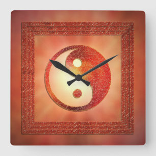 Yin and Yang Square Wall Clock