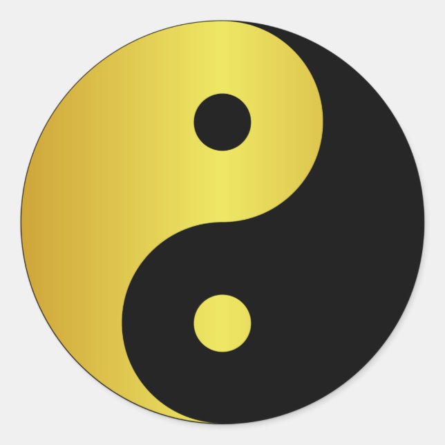 Yin and Yang symbol | Gold asian philosophy zen Classic Round Sticker (Front)