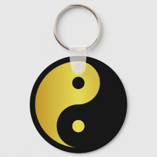 Yin and Yang symbol   Gold asian philosophy zen Keychain