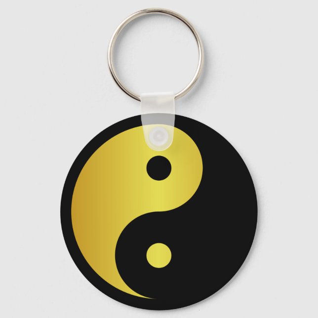 Yin and Yang symbol | Gold asian philosophy zen Keychain (Front)