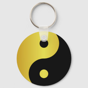 Yin and Yang symbol   Gold asian philosophy zen Keychain