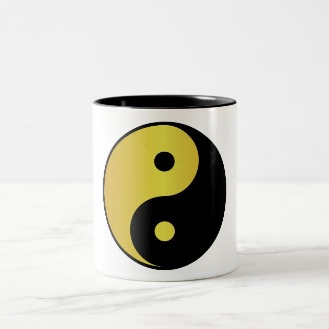 Yin and Yang symbol | Gold asian philosophy zen Two-Tone Coffee Mug (Center)