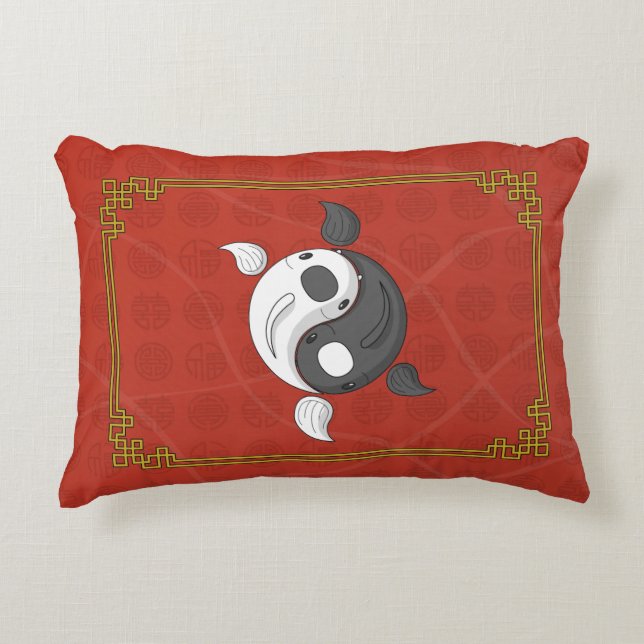 Yin and Yang the Koi Accent Pillow (Front)
