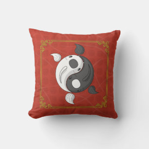Yin and Yang the Koi Throw Pillow