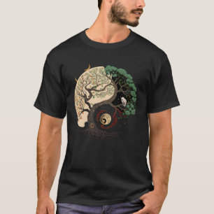 Yin And Yang Tree Balance Buddhism Nature Life T-Shirt