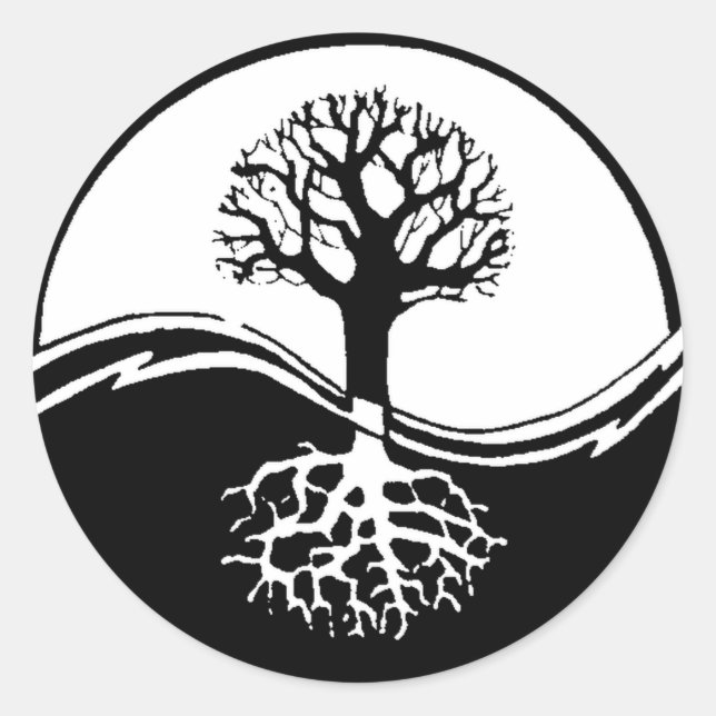 Yin and yang tree of life classic round sticker (Front)