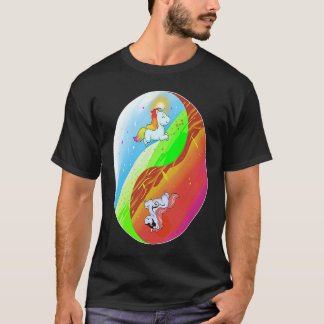 Yin and Yang Unicorn Death Metal Rainbow T-Shirt