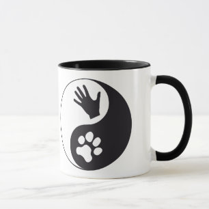 Yin and yang with hand and paw mug