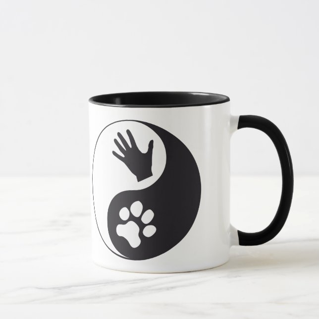 Yin and yang with hand and paw mug (Right)
