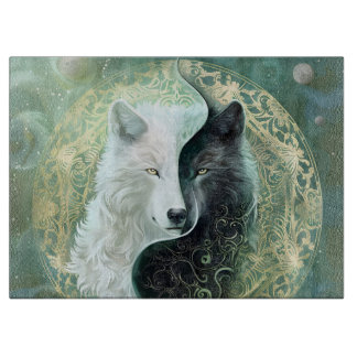 Yin and Yang wolves Cutting Board