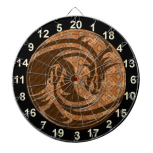 Yin and Yang wood dart board with numbers