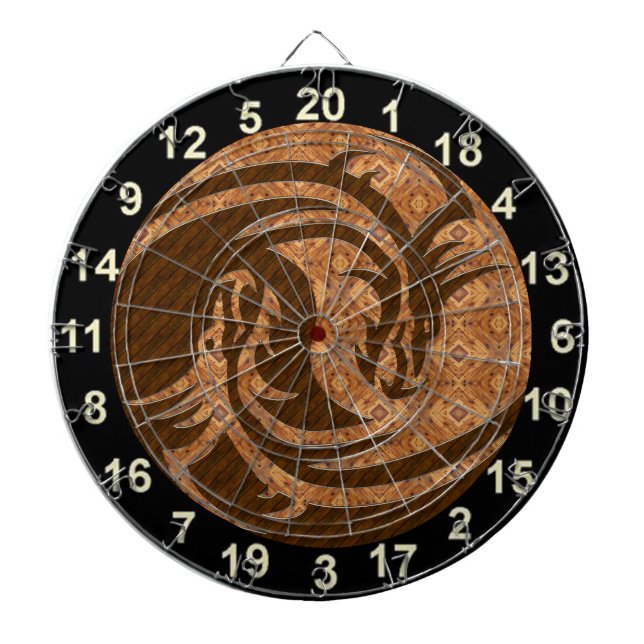 Yin and Yang wood dart board with numbers (Front)