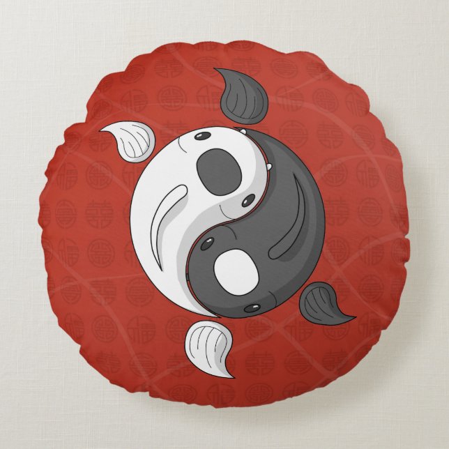 Yin et Yang le Coussin du cycle de Koi (Devant)