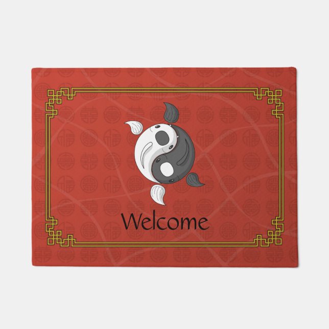 Yin et Yang le tapis de porte Koi (Devant)