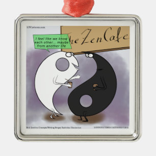 Yin Meets Yang Zen Funny Metal Ornament