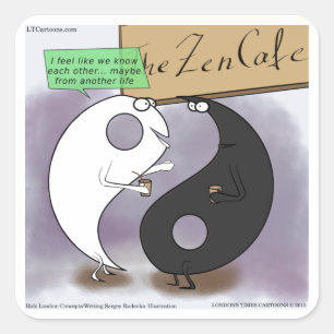 Yin Meets Yang Zen Funny Square Sticker