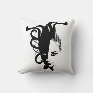 Yin Yan Ying Yang Womans Face Original art Throw Pillow
