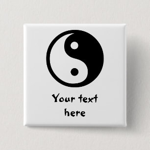Yin Yang 2 Inch Square Button