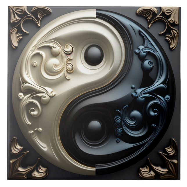 Yin Yang 3D Effect Ceramic Tile (Front)