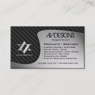 Yin Yang Abstract Carbon / Brushed Aluminum Business Card