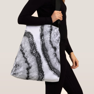 Yin Yang Agate Black Glitter Glam #2  Crossbody Bag