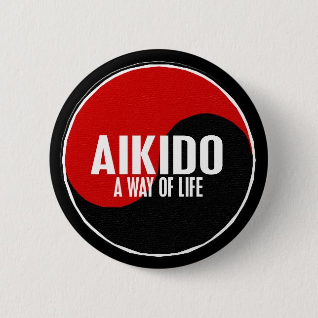 Yin Yang Aikido 1 2 Inch Round Button (Front)