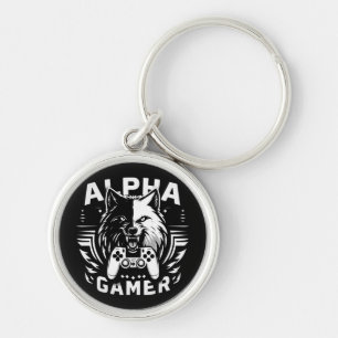 Yin Yang Alpha Gamer Wolf Keychain