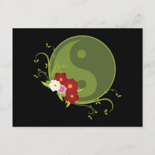 Yin Yang and Flowers Postcard