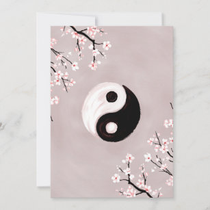Yin Yang and Sakura Blossom Holiday Card