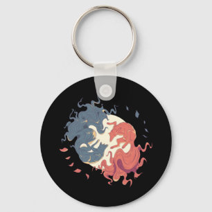 Yin Yang Animal Art, Spirit wolves Keychain