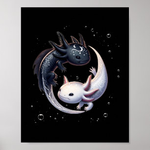 Yin Yang Axolotls Japanese Graphic Anime Art Axolo Poster