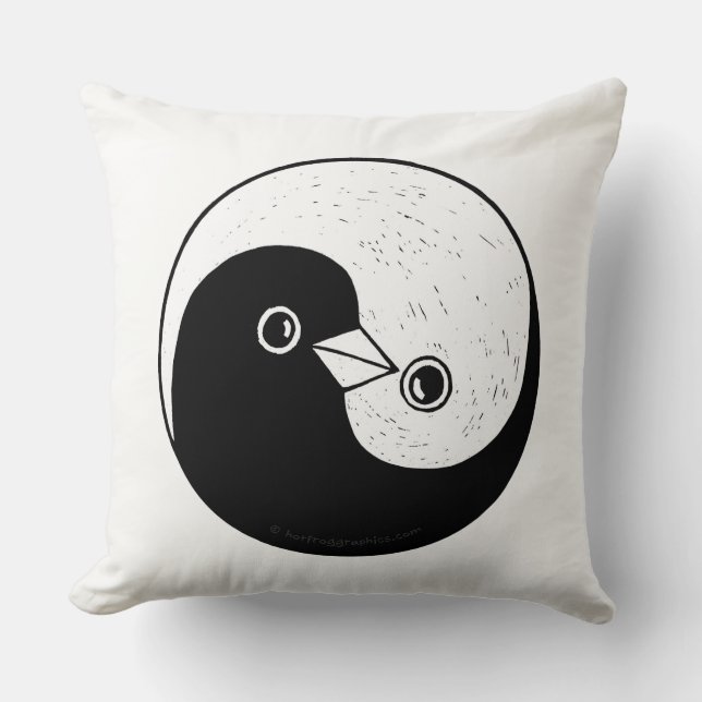 Yin yang b/w colombe gros coussin à lancer (Recto)