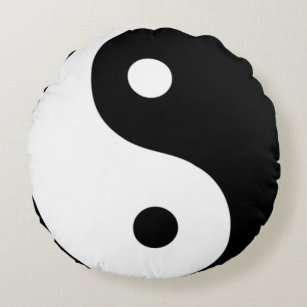 Yin-Yang B&W Round Pillow