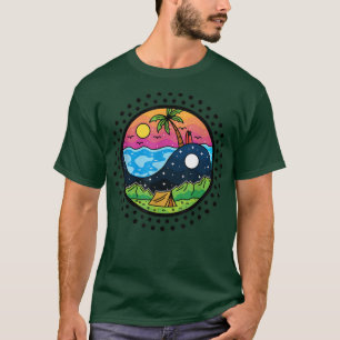 Yin Yang Balance Nature Ocean Beach Camping Night T-Shirt