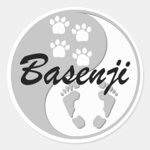 yin yang basenji classic round sticker