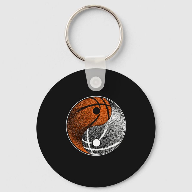 Yin Yang Basketball Player Hoops Basketballer Gift Keychain (Front)
