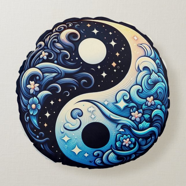 Yin Yang Beautiful design Round Pillow (Front)
