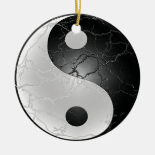 Yin Yang Black and White Ceramic Ornament