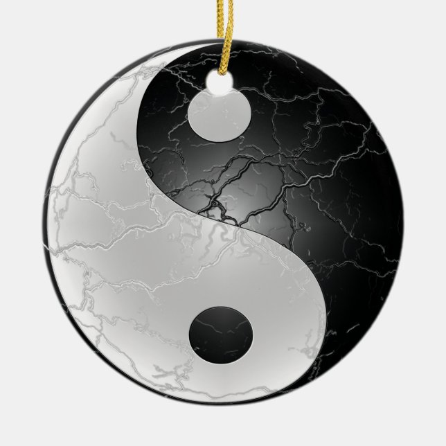 Yin Yang Black and White Ceramic Ornament (Front)