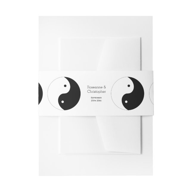 Yin Yang Black And White Design Wedding Invitation Belly Band (Front Example)
