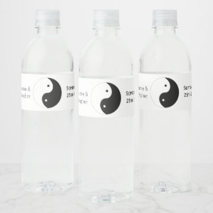 Yin Yang Black And White Design Wedding Water Bottle Label