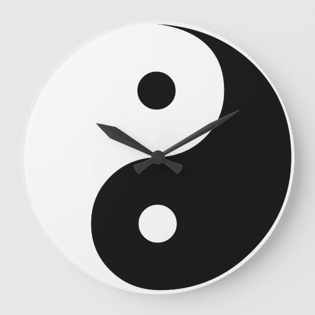 Yin Yang Black and White Illustration Template Large Clock (Front)