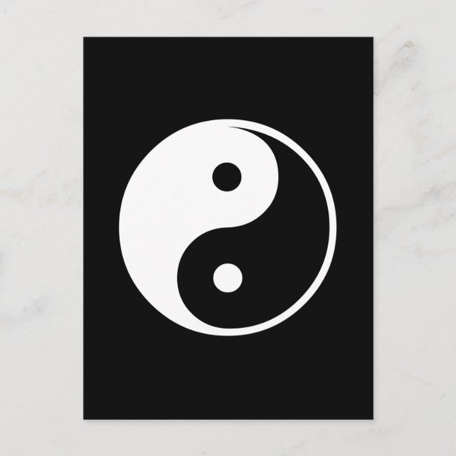 Yin Yang Black and White Illustration Template Postcard (Front)