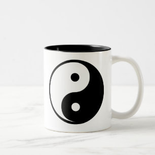 Yin Yang Black and White Illustration Template Two-Tone Coffee Mug