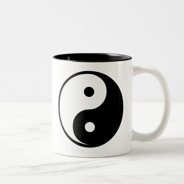Yin Yang Black and White Illustration Template Two-Tone Coffee Mug (Right)