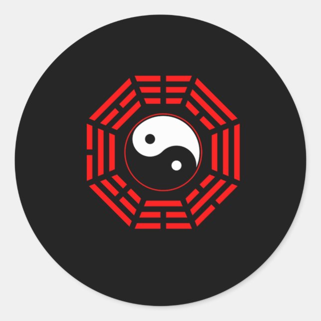 Yin Yang Black And White Red Mandala Yoga China Gi Classic Round Sticker (Front)
