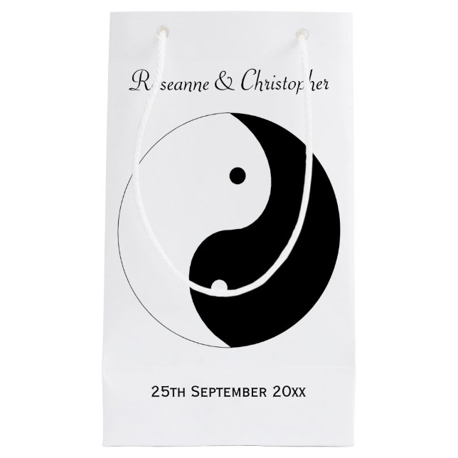 Yin Yang Black And White Wedding Small Gift Bag (Front)