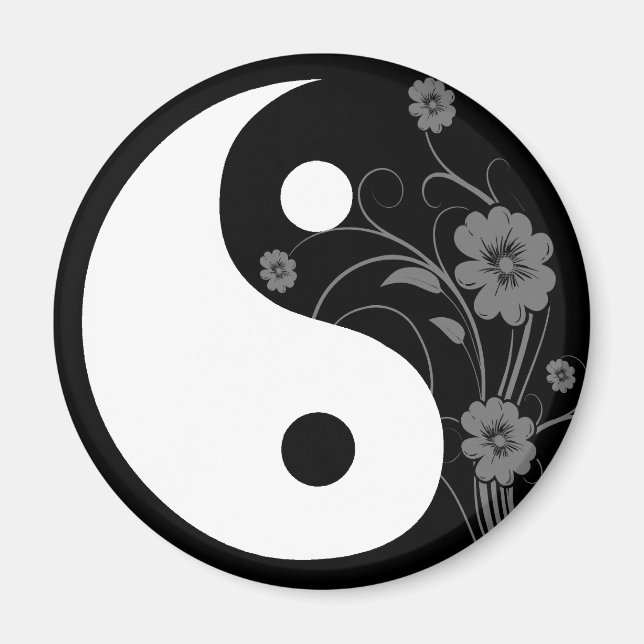 Yin Yang Black Floral Magnet (Devant)