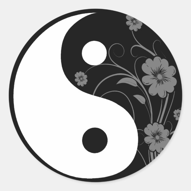 Yin Yang Black Floral Sticker (Front)
